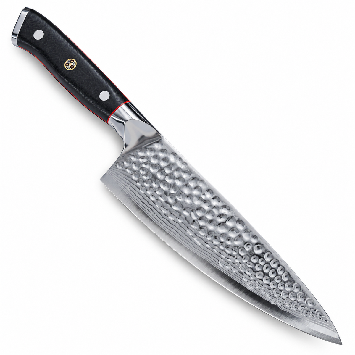 VEYUNA 8-Inch Chef Knife Hammered Stainless Steel Blade with Ergonomic Full-Tang Handle
