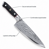 VEYUNA 8-Inch Chef Knife Hammered Stainless Steel Blade with Ergonomic Full-Tang Handle