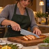 VEYUNA 8-Inch Chef Knife Hammered Stainless Steel Blade with Ergonomic Full-Tang Handle