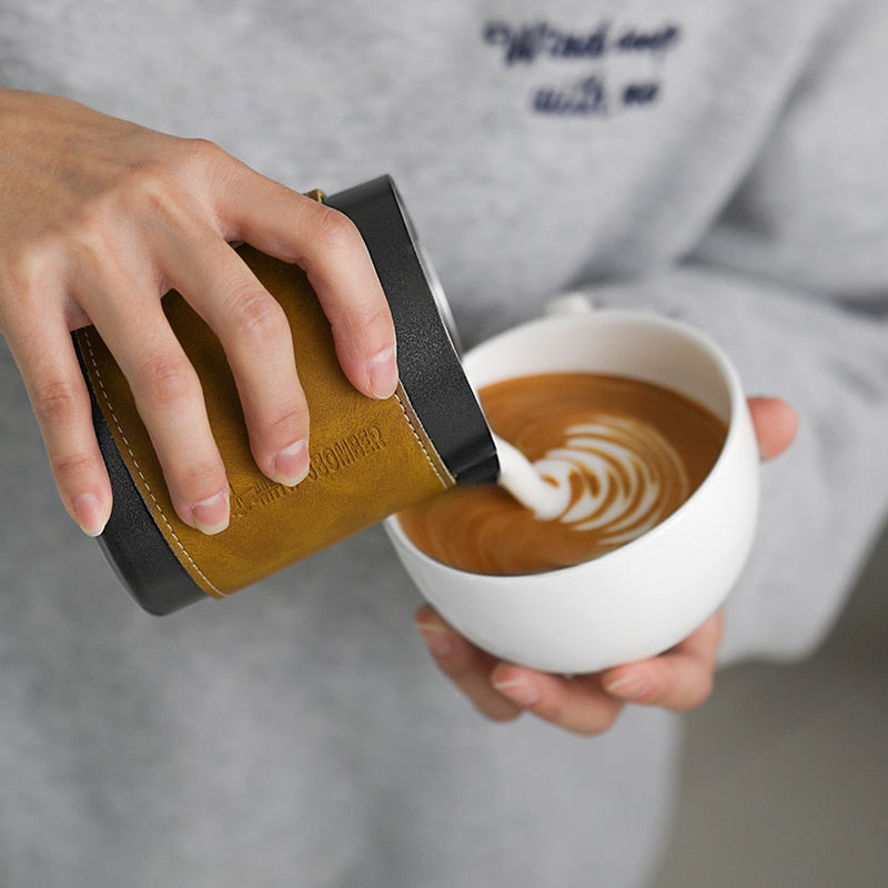 VEYUNA Milk Frothing Pitcher, Stainless Steel Latte Art Jug for Modern Homes