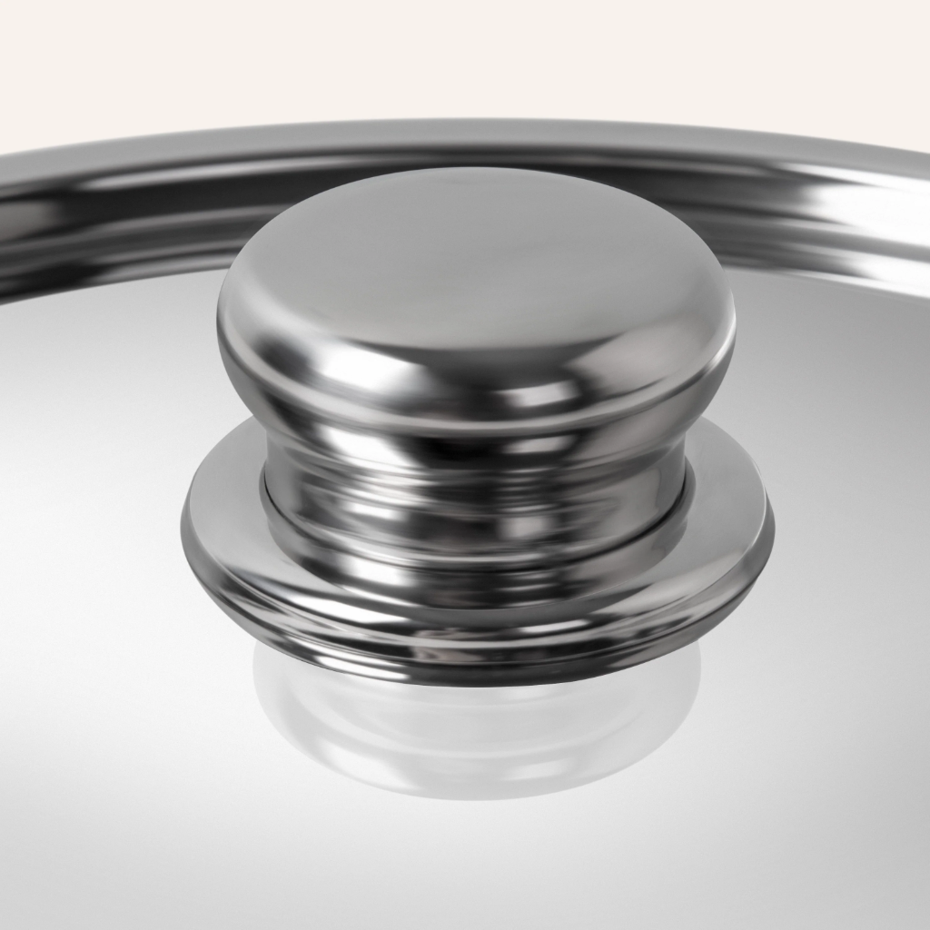 VEYUNA Stainless Steel Pan Lid – Steam-Vented Cover for Fresh Food Preparation
