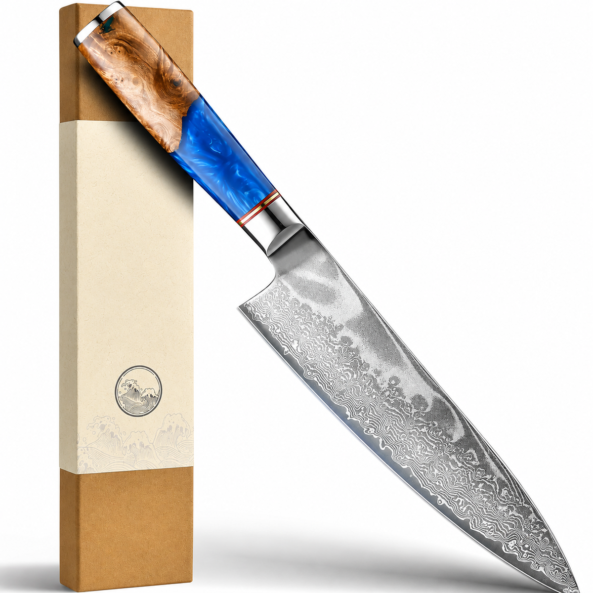VEYUNA Chef Knife 8-Inch – VG10 Damascus Steel for Fresh Food Prep