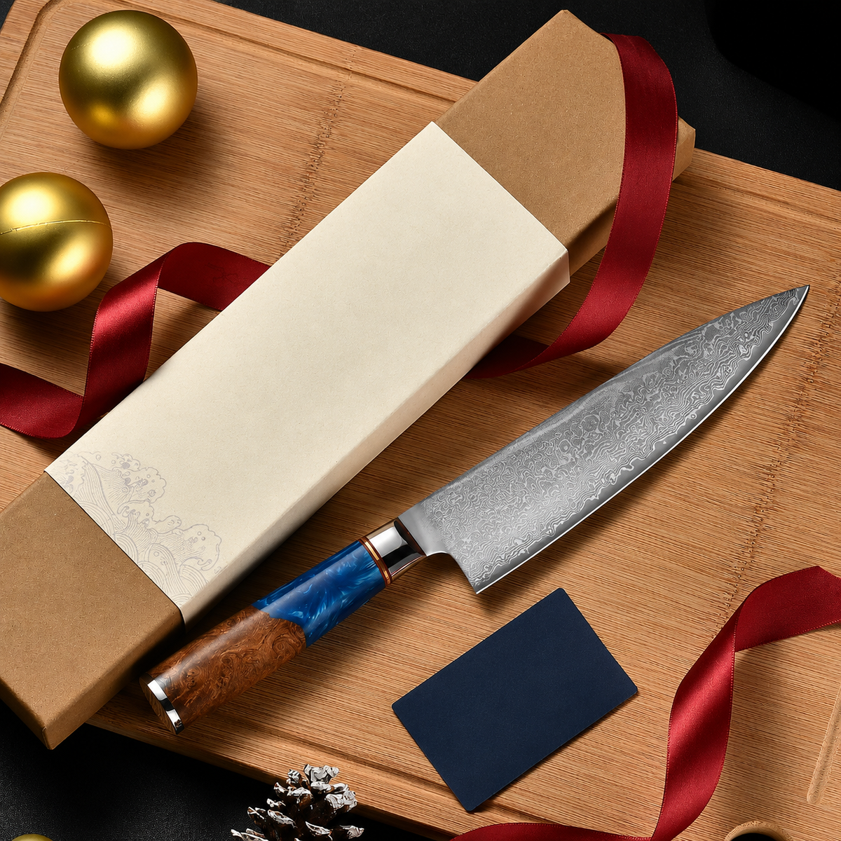 VEYUNA Chef Knife 8-Inch – VG10 Damascus Steel for Fresh Food Prep