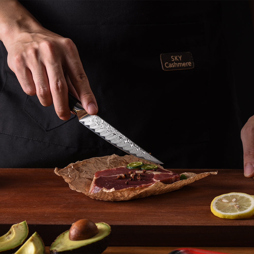 VEYUNA Steak Knife Set – 4-Piece 73-Layer Damascus Steel Food & Meat Knives