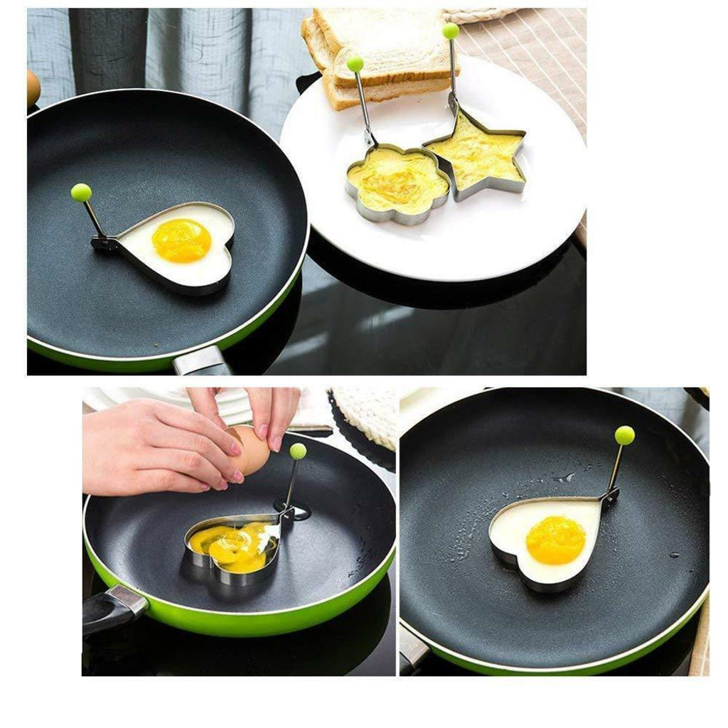 VEYUNA Egg Ring Mold Set, 5-Piece Nonstick Steel Shapes for Treats & Breakfast