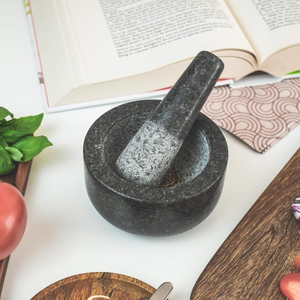 VEYUNA Granite Mortar & Pestle – Heavy-Duty Grinder for Food & Treat Prep