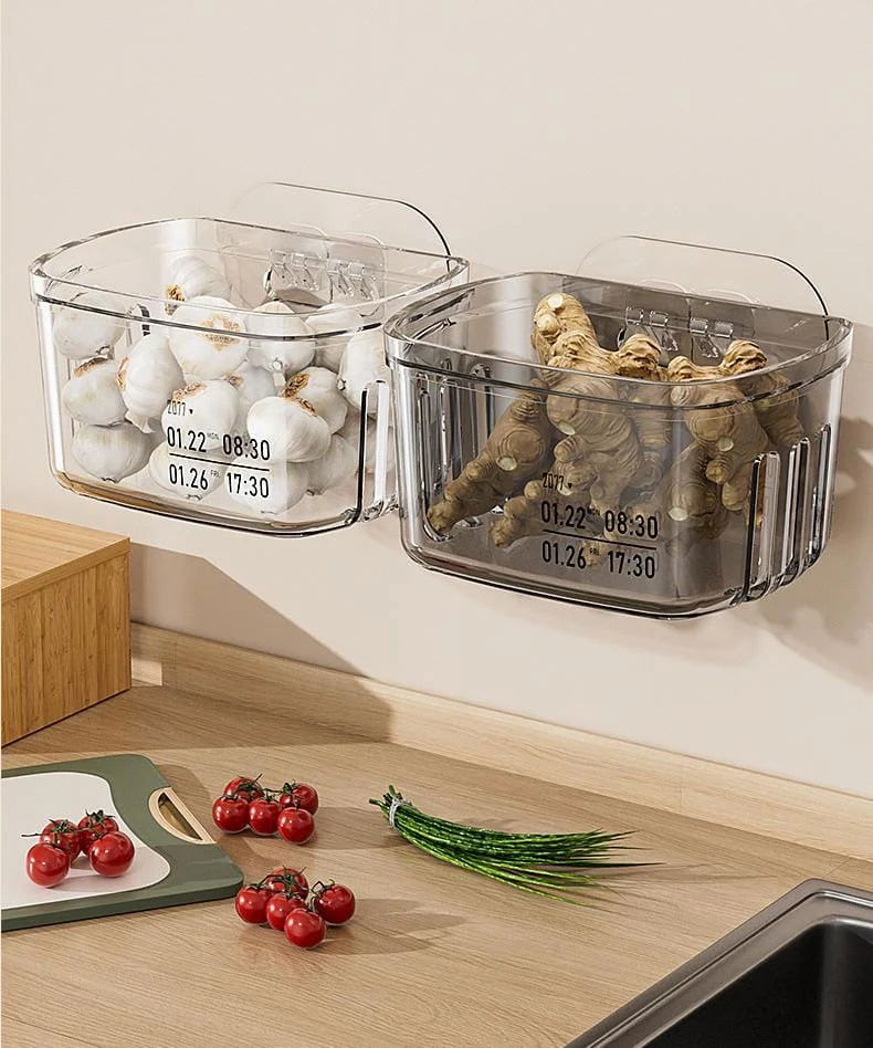 VEYUNA Wall-Mounted Storage Basket, Clear Food Treat Organizer, Space-Saving Bin