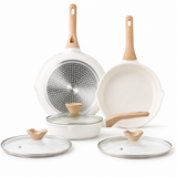 VEYUNA Ceramic Nonstick Pan Set with Lids – 3-Piece Induction Cookware for Food Prep