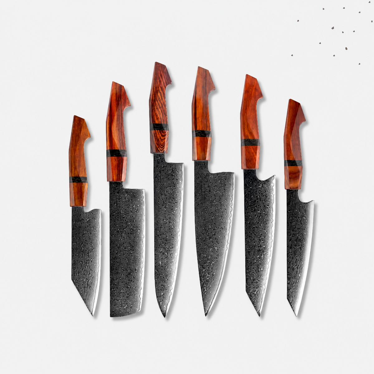 VEYUNA Damascus Knife Set – 6-Piece High-Carbon Steel Food Prep Knives, Razor Sharp