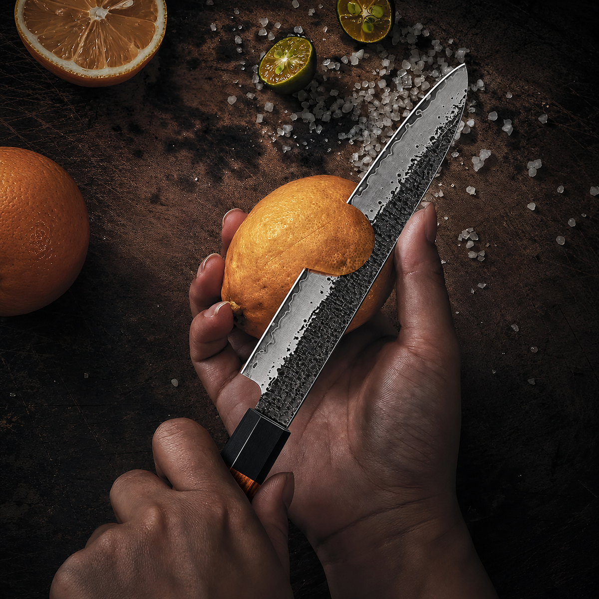 VEYUNA 3-Piece Knife Set 3-Piece – 9-Layer 10Cr15MoV Steel for Fresh Food Prep