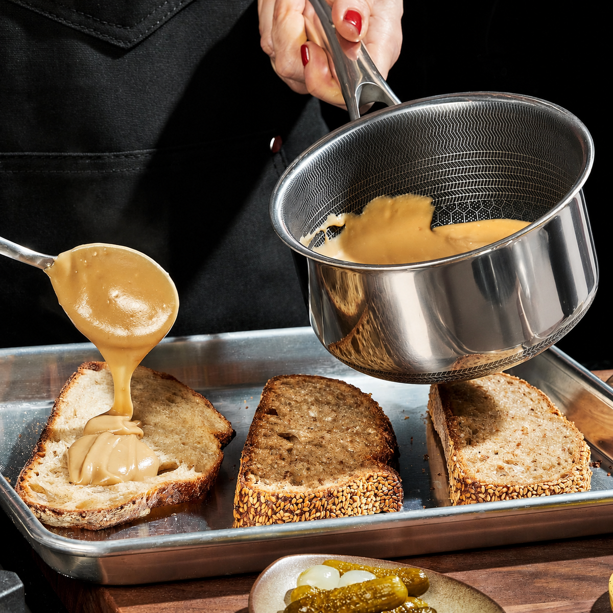 VEYUNA 1L Hybrid Nonstick Saucepan with Lid - Induction Food Prep Pot