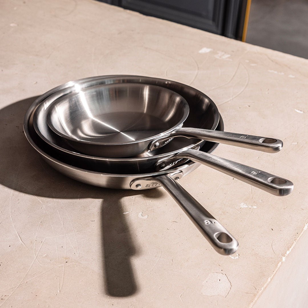 VEYUNA Stainless Steel Frying Pan Set – 3-Piece Cooking Set, Induction Ready