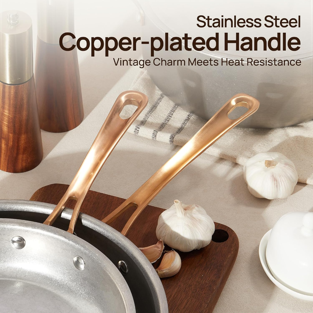 VEYUNA 8-Piece Stainless Steel Cookware Set, Non-Toxic, Meal Prep, Induction Safe