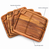 VEYUNA Bistecca Plate Set 4-Piece Wooden Steak Serving Boards with Juice Grooves