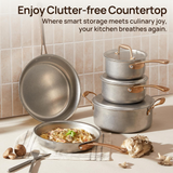 VEYUNA 8-Piece Stainless Steel Cookware Set, Non-Toxic, Meal Prep, Induction Safe