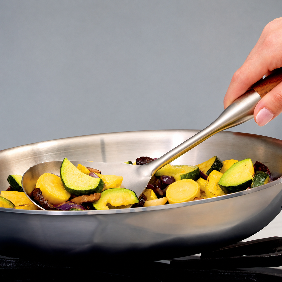 VEYUNA 30cm Stainless Steel Fry Pan – Commercial Grade for Fresh Food Prep