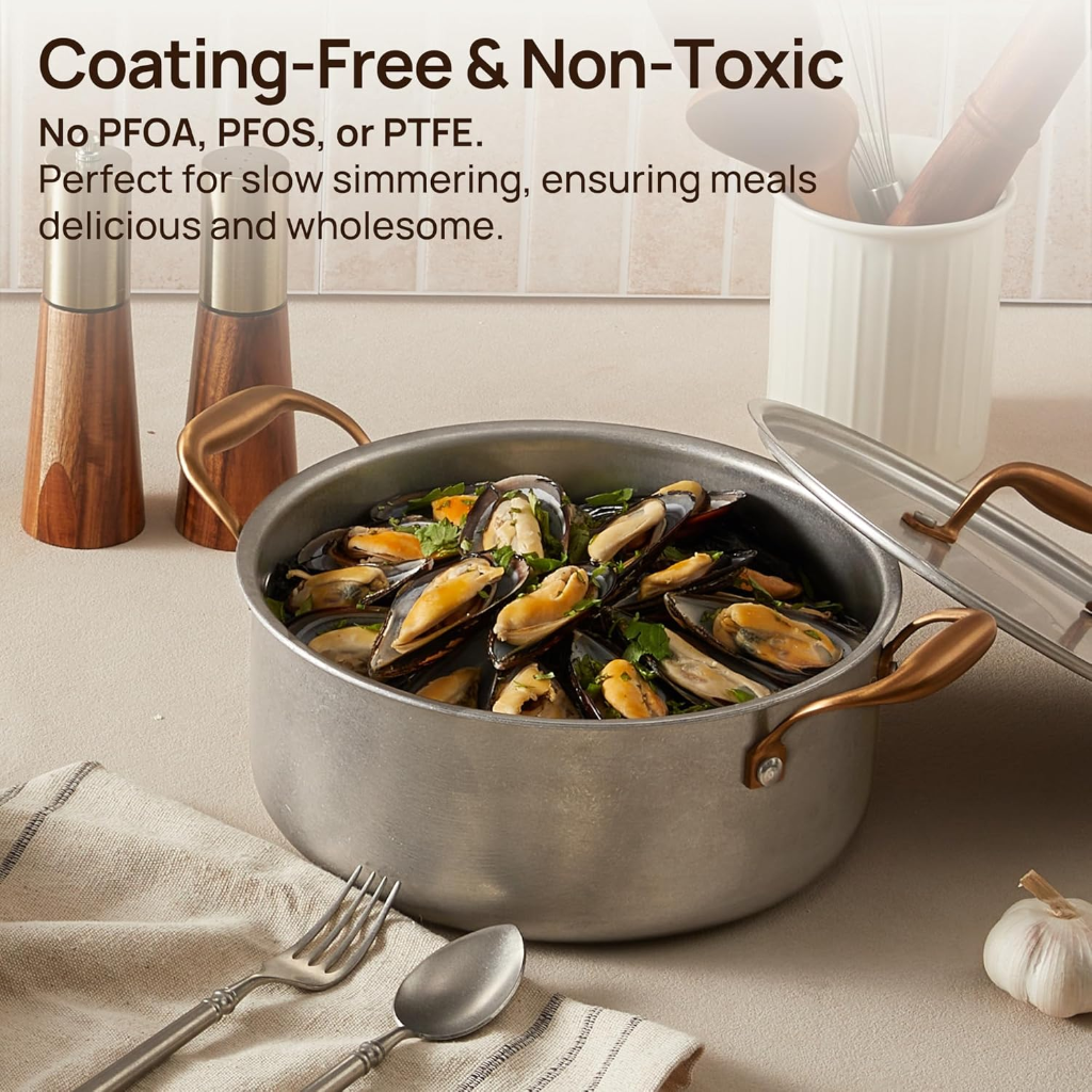 VEYUNA 8-Piece Stainless Steel Cookware Set, Non-Toxic, Meal Prep, Induction Safe