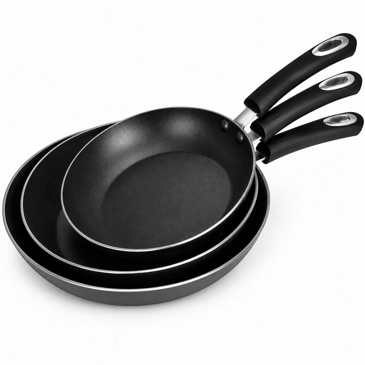 VEYUNA Frying Pan Set, 3-Piece Nonstick Induction Skillets for Food Prep