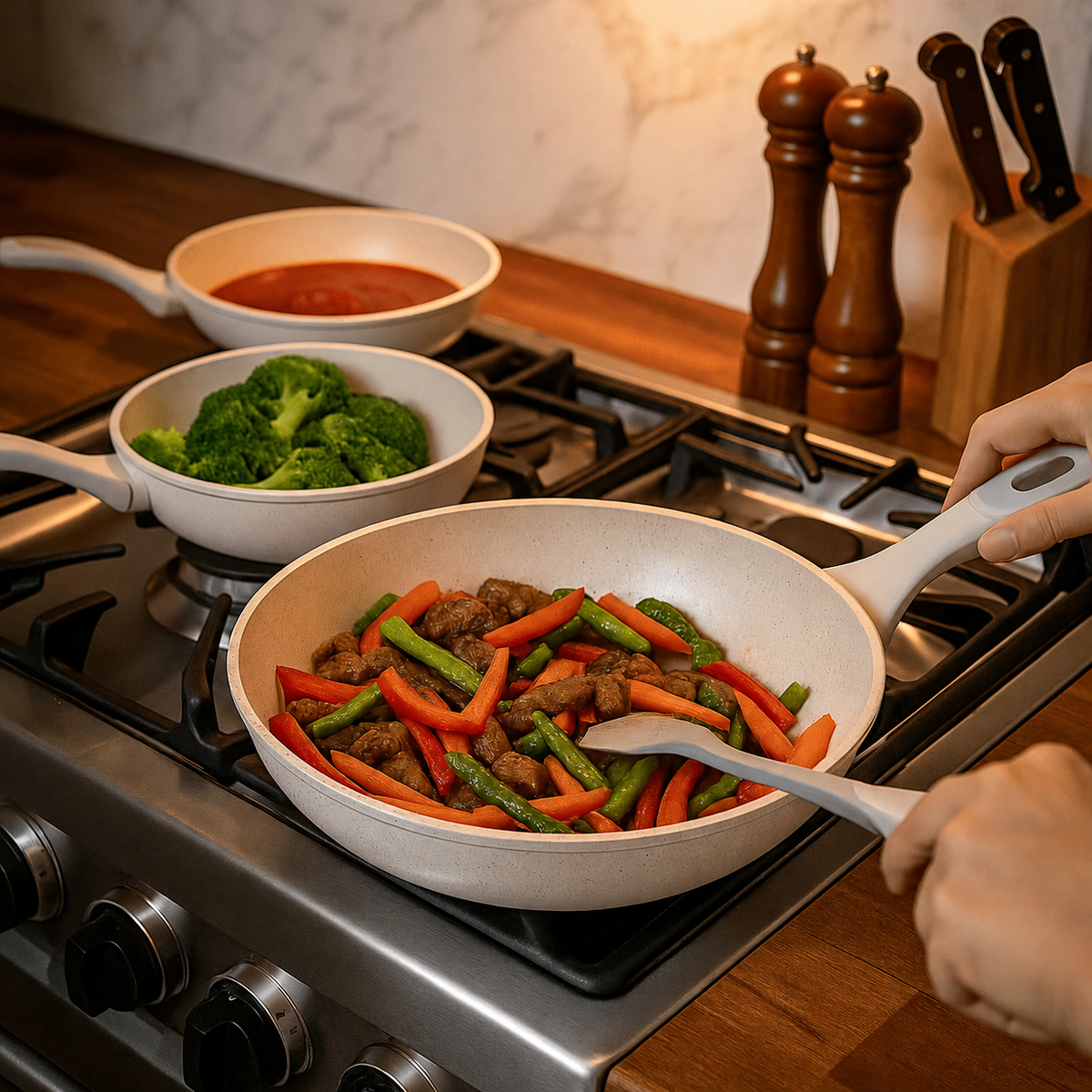 VEYUNA Frying Pan Set – 3-Piece Nonstick Cookware, Induction Ready, Easy Clean, Home