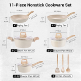 VEYUNA Cookware Set 11-Piece Nonstick Ceramic, Induction, Food Meal Prep