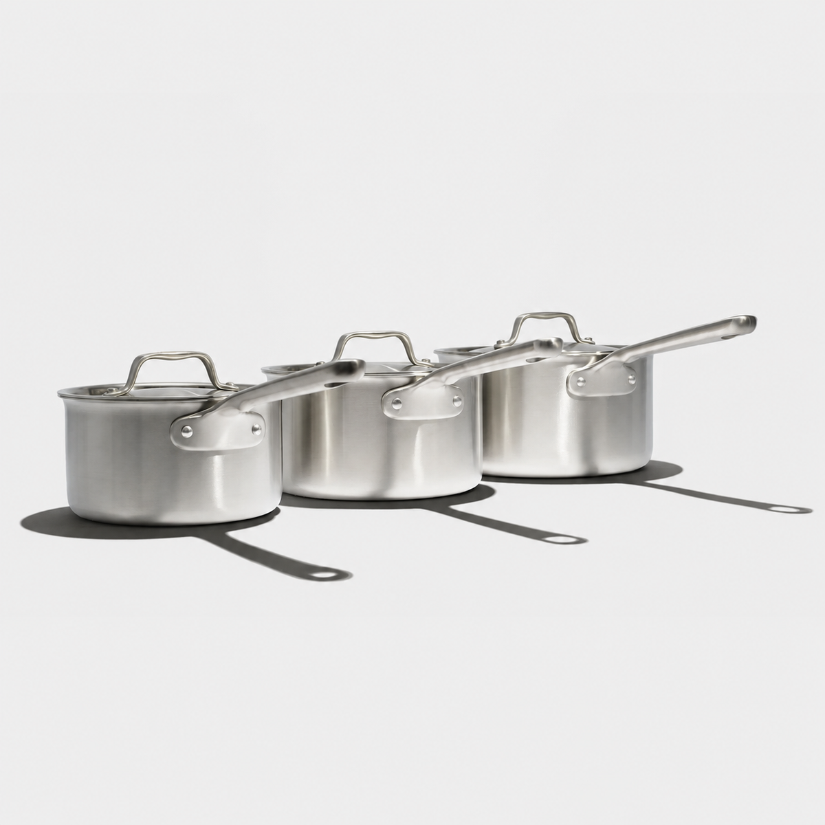VEYUNA Saucepan Set – 3-Piece Stainless Steel Cooking Pots, Induction Ready