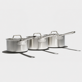 VEYUNA Saucepan Set – 3-Piece Stainless Steel Cooking Pots, Induction Ready