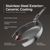 VEYUNA Ceramic Cookware Set, 5-Piece Nonstick Induction Pots & Pans for Meal Prep