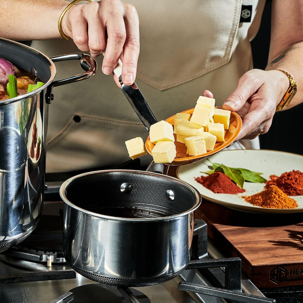 VEYUNA 1L Hybrid Nonstick Saucepan with Lid - Induction Food Prep Pot