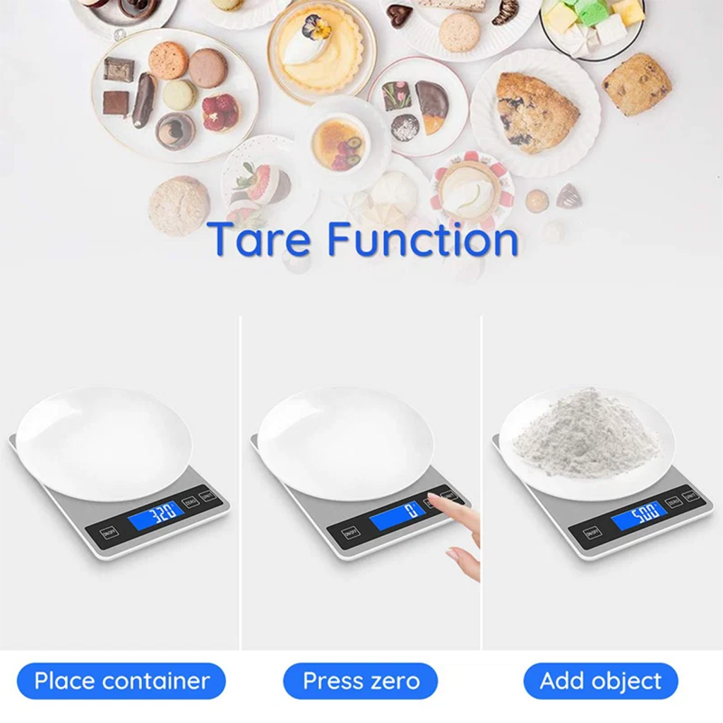 VEYUNA Digital Kitchen Scale 5kg – Stainless Steel for Accurate Food Portions