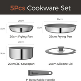 VEYUNA Ceramic Cookware Set, 5-Piece Nonstick Induction Pots & Pans for Meal Prep