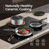 VEYUNA Ceramic Cookware Set, 5-Piece Nonstick Induction Pots & Pans for Meal Prep