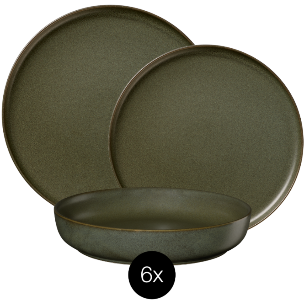 VEYUNA Dinnerware Set 18-Piece – Nori Ceramic Plates & Bowls for Dining