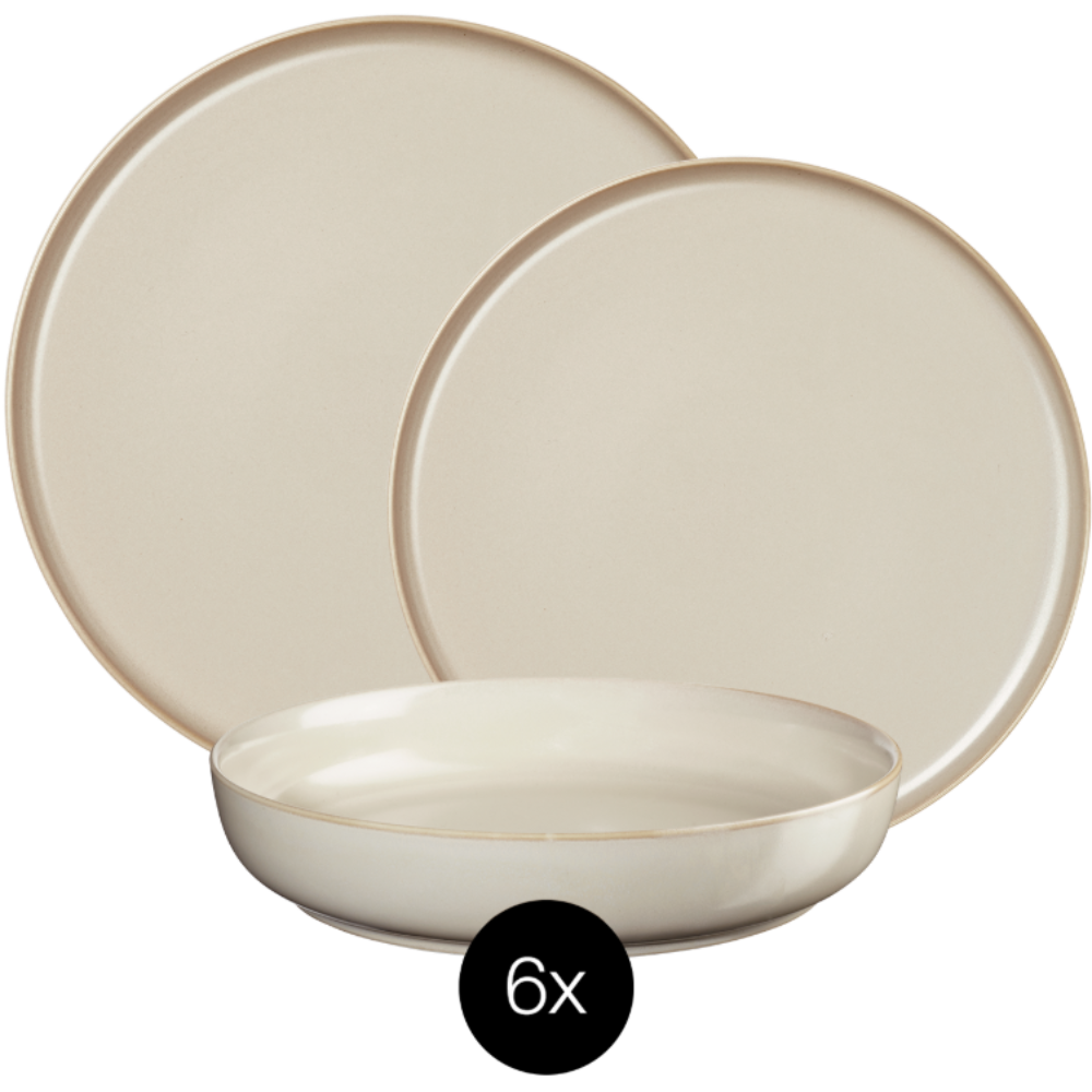 VEYUNA Dinnerware Set 18-Piece – Tofu Ceramic Plates & Bowls for Dining