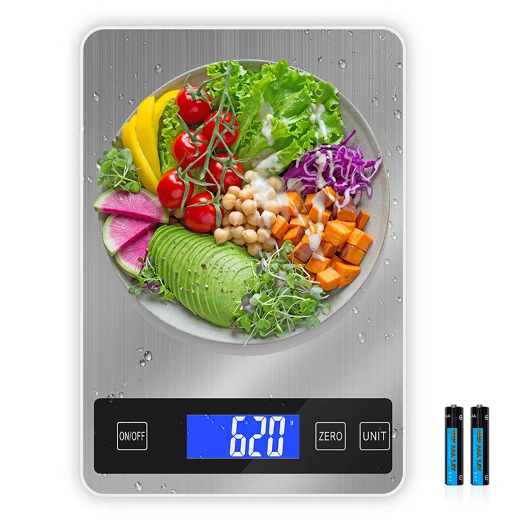 VEYUNA Digital Kitchen Scale 5kg – Stainless Steel for Accurate Food Portions