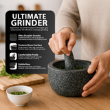 VEYUNA Granite Mortar & Pestle 16cm – Heavy-Duty Grinder for Food Prep