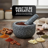 VEYUNA Granite Mortar & Pestle 16cm – Heavy-Duty Grinder for Food Prep