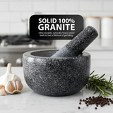 VEYUNA Granite Mortar & Pestle 16cm – Heavy-Duty Grinder for Food Prep