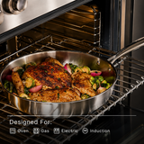 VEYUNA Titanium Hammered Deep Pan 20cm - Durable Food Prep Cookware