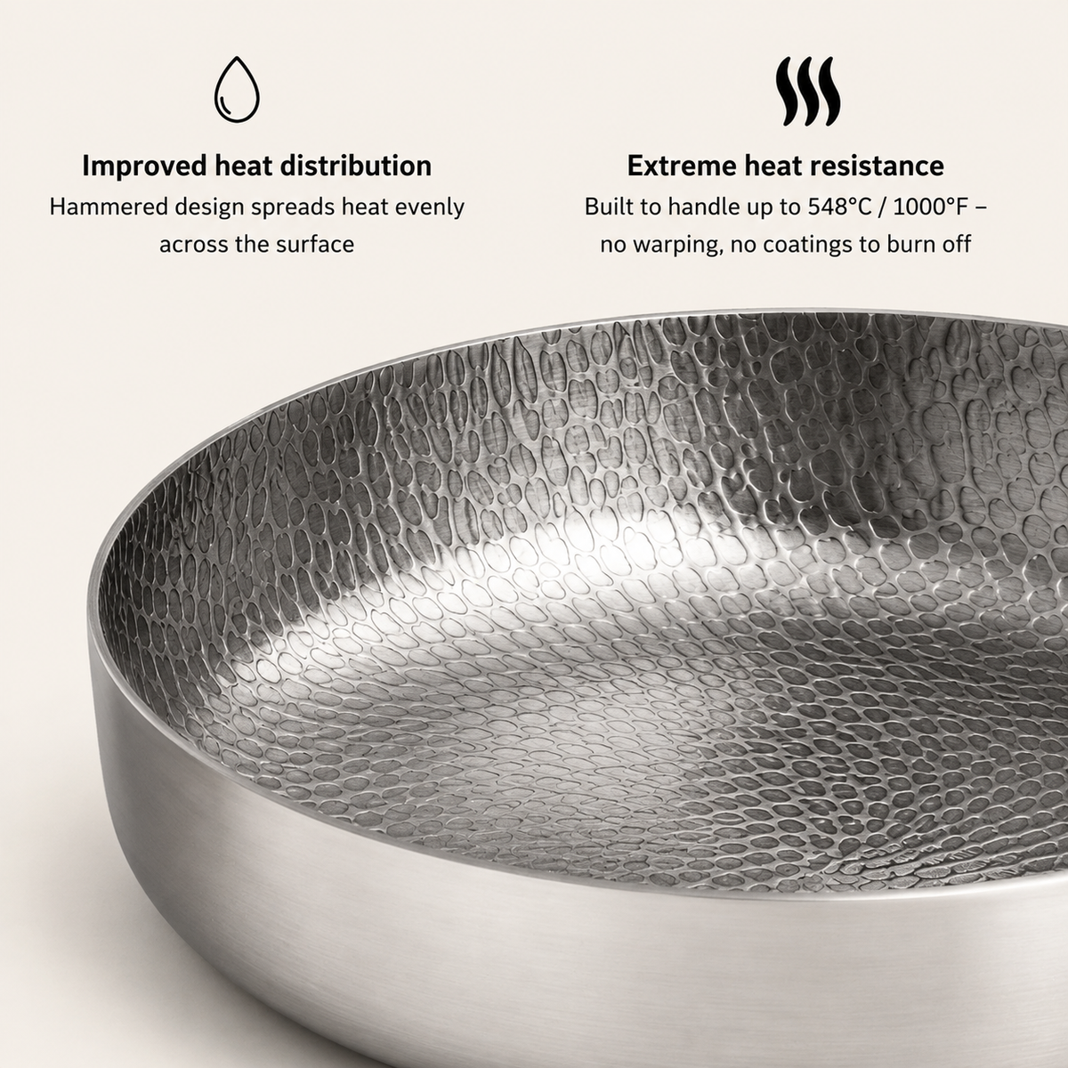 VEYUNA Titanium Hammered Deep Pan 20cm - Durable Food Prep Cookware
