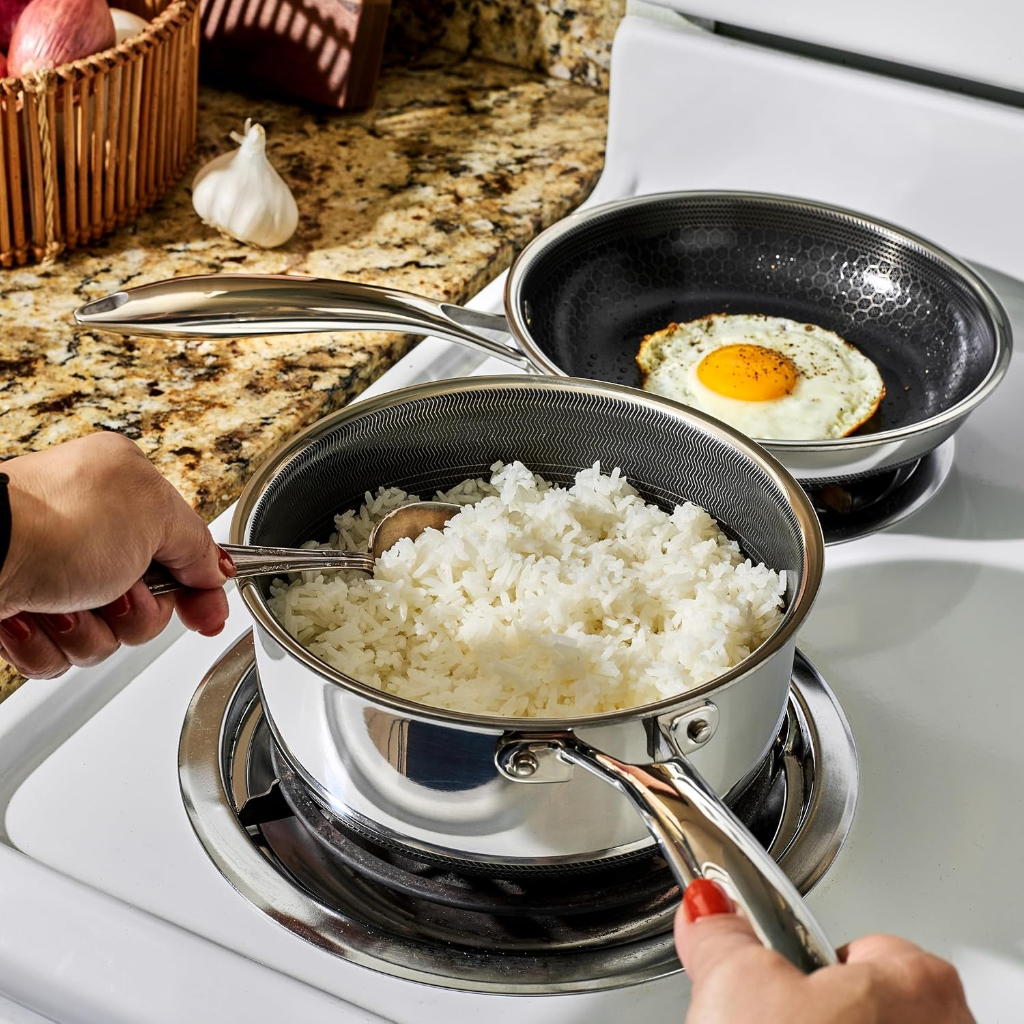 VEYUNA 2L Hybrid Nonstick Saucepan with Lid - Induction Food Prep Pot