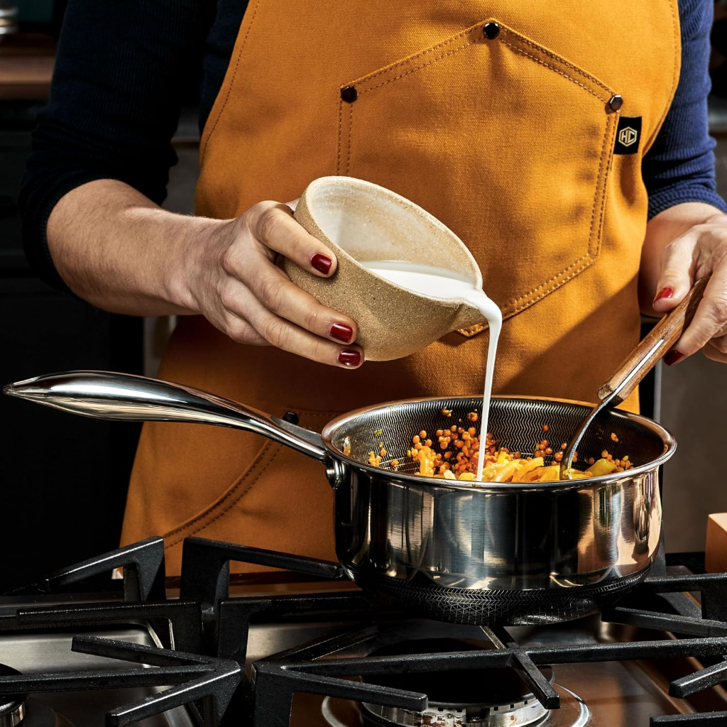 VEYUNA 2L Hybrid Nonstick Saucepan with Lid - Induction Food Prep Pot