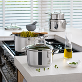 VEYUNA Cookware Set – 5-Piece Stainless Steel with Glass Lids for Food Prep