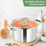 VEYUNA Stock Pot – 7.8L Tri-Ply Stainless Steel with Lid for Food Prep