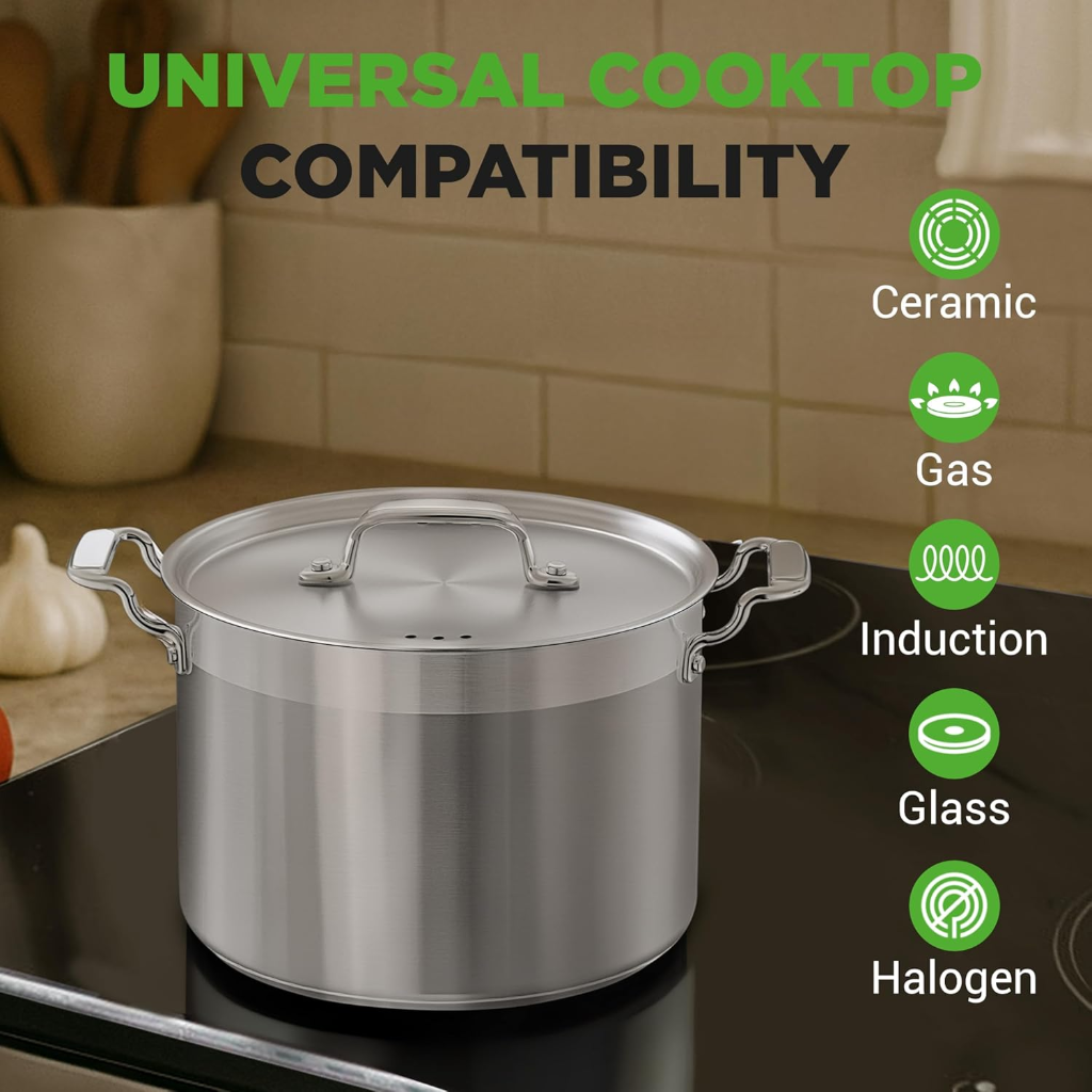VEYUNA 7L Stainless Steel Stock Pot - 18/8 Food Grade, Meal Prep, Induction