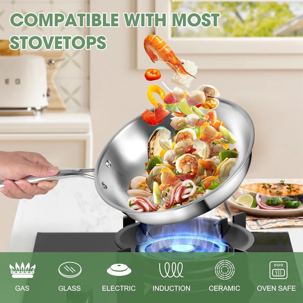 VEYUNA Cookware Set – 11-Piece 3-Ply Stainless Steel for Food Prep