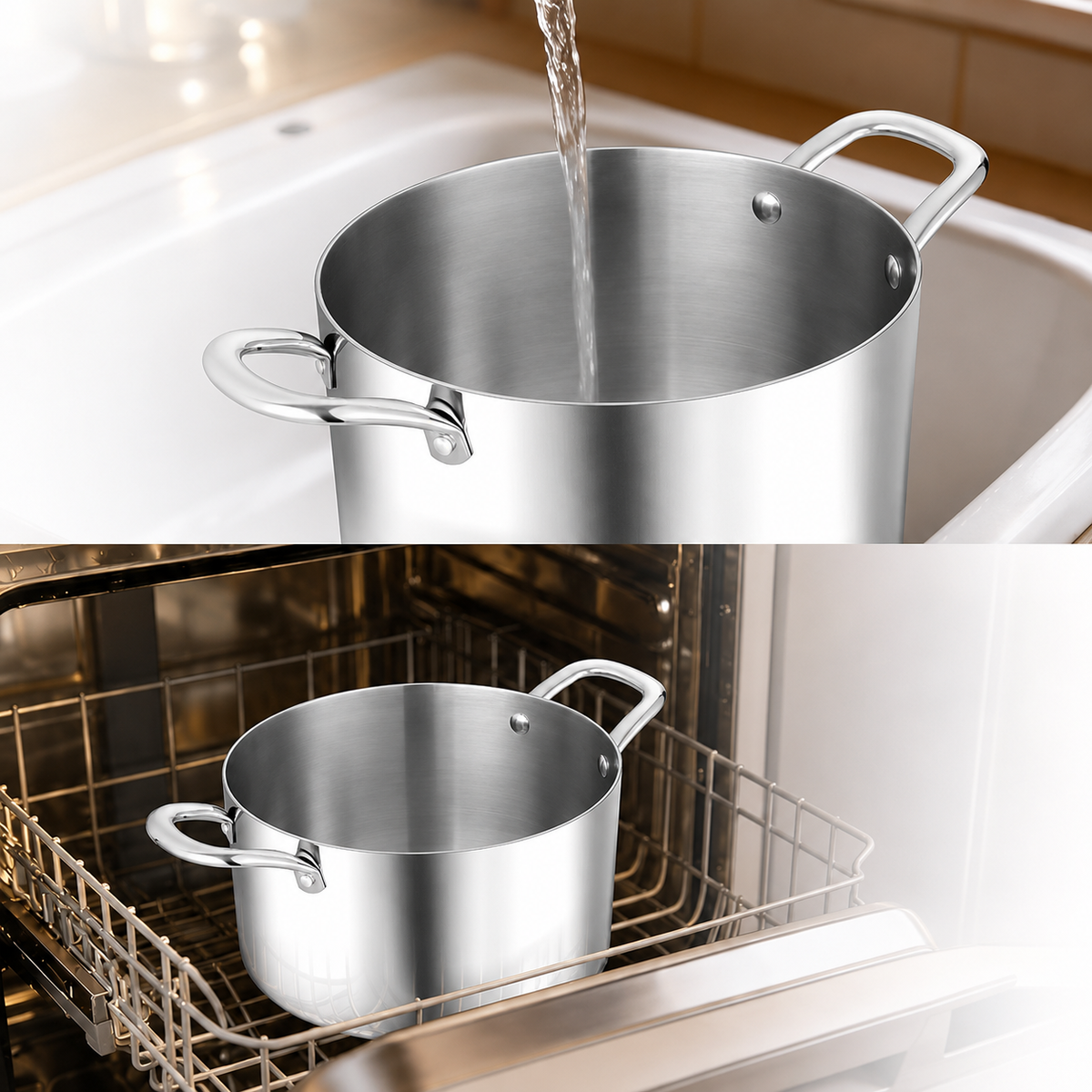 VEYUNA Stock Pot – 5.8L Tri-Ply Stainless Steel with Lid for Food Prep