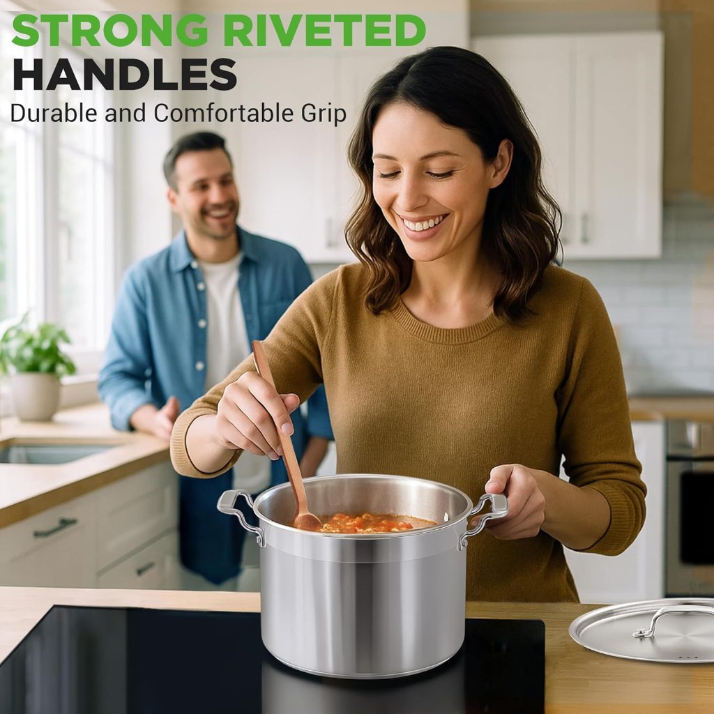 VEYUNA 7L Stainless Steel Stock Pot - 18/8 Food Grade, Meal Prep, Induction