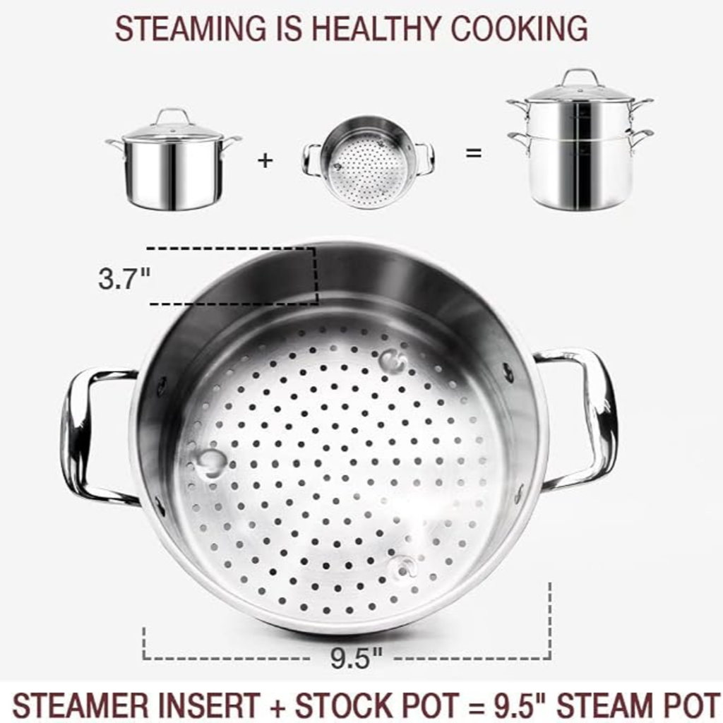 VEYUNA Cookware Set – 14-Piece Nickel-Free 3-Ply Stainless Steel for Food Prep