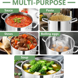 VEYUNA Stock Pot – 7.8L Tri-Ply Stainless Steel with Lid for Food Prep