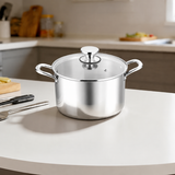 VEYUNA Stock Pot – 5.8L Tri-Ply Stainless Steel with Lid for Food Prep